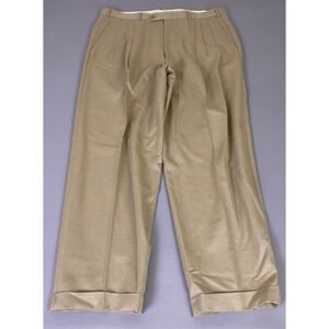 VTG Nordstrom JB Britches Virgin Wool Dress Pants Men's 36x30 Tan Pleated Cuffed